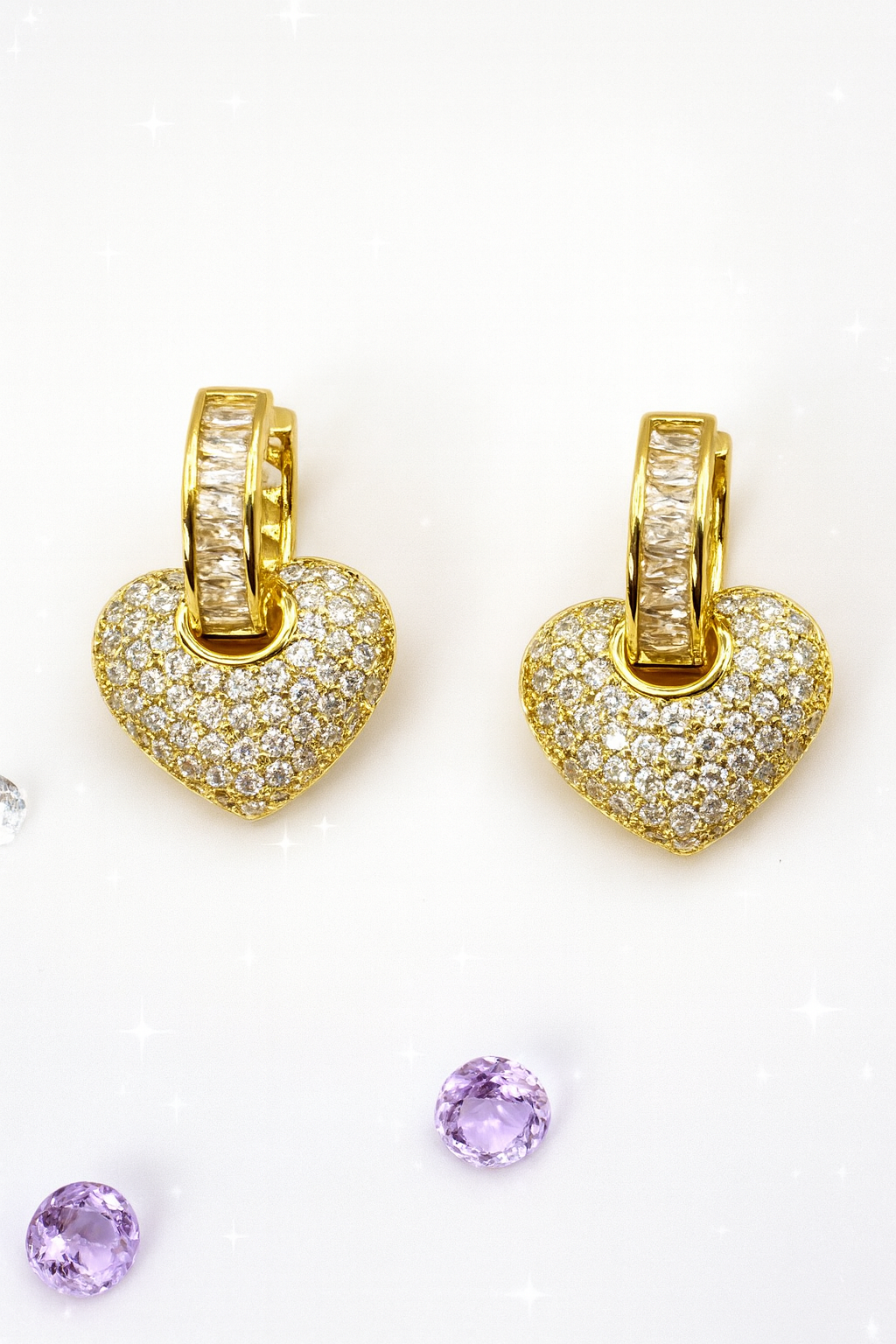 White Heart Earring Full Gem